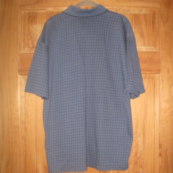 Van Heusen Blue Checkered Short Sleeve Polo - Picture 2 of 2